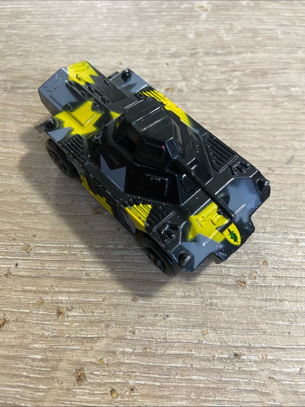 Vintage 1973 Matchbox Weasel Military Tank Black Yellow Camo Camouflage Die Cast